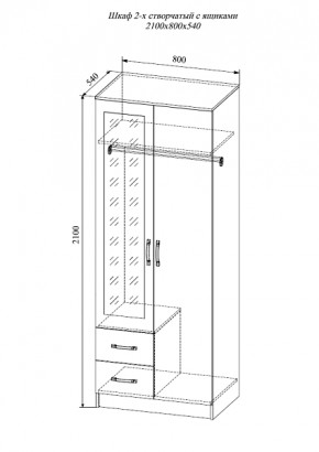 Шкаф двухстворчатый Софи СШК 800.3 в Болотное - bolotnoe.mebelnovo.ru | фото